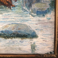 American Oil on Board Painting of Fallen Tree, Signed REA, 1949