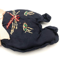 Blue Stuffed Cat with Terrific Hand-Embroidered Face