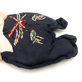 Blue Stuffed Cat with Terrific Hand-Embroidered Face