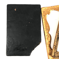 Gold Leafed Early Miniature Painting on Laquered Papier Mache in Daguerrotype Frame