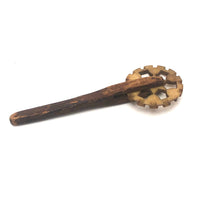 19th C New England Wood and Bone Pie Crimper / Jagging Wheel 