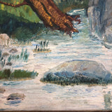American Oil on Board Painting of Fallen Tree, Signed REA, 1949