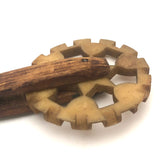 19th C New England Wood and Bone Pie Crimper / Jagging Wheel 