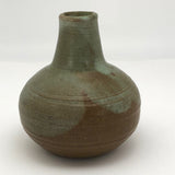 Light Green and Brown Glazed Studio Pottery Bud Vase Signed Krantz
