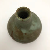 Light Green and Brown Glazed Studio Pottery Bud Vase Signed Krantz