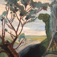 American Oil on Board Painting of Fallen Tree, Signed REA, 1949