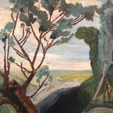 American Oil on Board Painting of Fallen Tree, Signed REA, 1949