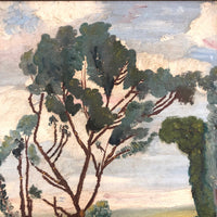 American Oil on Board Painting of Fallen Tree, Signed REA, 1949
