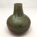 Light Green and Brown Glazed Studio Pottery Bud Vase Signed Krantz