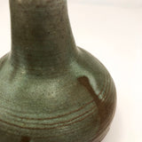 Light Green and Brown Glazed Studio Pottery Bud Vase Signed Krantz