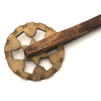 19th C New England Wood and Bone Pie Crimper / Jagging Wheel 