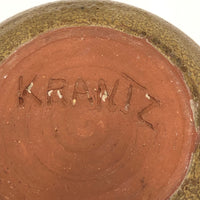 Light Green and Brown Glazed Studio Pottery Bud Vase Signed Krantz
