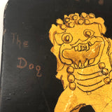 Antique Tole Painted Foo Dog Box for "Future Prosperity"