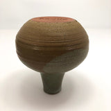 Light Green and Brown Glazed Studio Pottery Bud Vase Signed Krantz