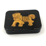 Antique Tole Painted Foo Dog Box for "Future Prosperity"
