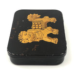 Antique Tole Painted Foo Dog Box for "Future Prosperity"