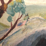 American Oil on Board Painting of Fallen Tree, Signed REA, 1949