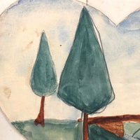 Mid 19th Century Folk Art Cutout Watercolor with Paper Collage