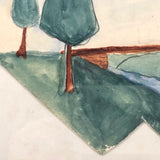 Mid 19th Century Folk Art Cutout Watercolor with Paper Collage