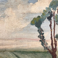 American Oil on Board Painting of Fallen Tree, Signed REA, 1949