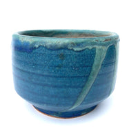 Painterly Blue Green Glazed Pottery Bowl or Small Planter