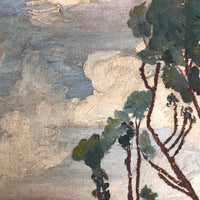 American Oil on Board Painting of Fallen Tree, Signed REA, 1949