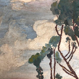 American Oil on Board Painting of Fallen Tree, Signed REA, 1949