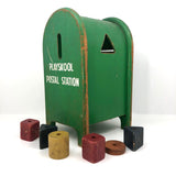 Playskool Vintage Green Postal Box with Blocks!