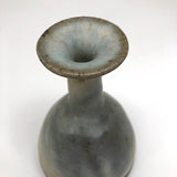 Cream and Pale Blue-Gray Glazed Studio Pottery Budvase with Long Neck