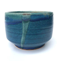 Painterly Blue Green Glazed Pottery Bowl or Small Planter