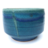 Painterly Blue Green Glazed Pottery Bowl or Small Planter