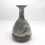 Cream and Pale Blue-Gray Glazed Studio Pottery Budvase with Long Neck