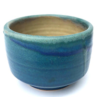 Painterly Blue Green Glazed Pottery Bowl or Small Planter