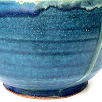 Painterly Blue Green Glazed Pottery Bowl or Small Planter