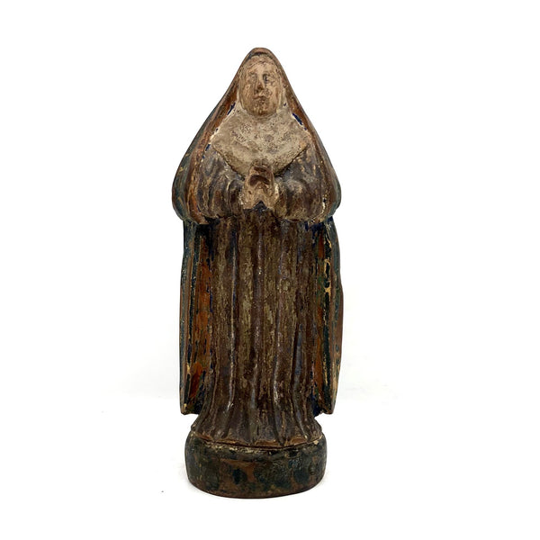 Antique Carved and Painted (Polychrome) Praying Holy Woman