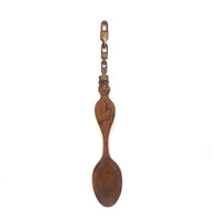 Sweet Figurative Carved Folk Art Whimsy Spoon with Chain of Locks