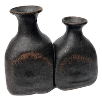 Mid-Century Black and Brown Studio Pottery Double Vase