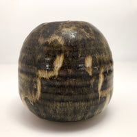 Brown, Cream and Ochre Glazed Round Studio Pottery Budvase