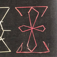 Japanese Book of Semamori Embroideries on Black Fabric with Text