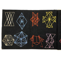 Japanese Book of Semamori Embroideries on Black Fabric with Text