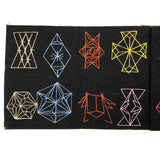 Japanese Book of Semamori Embroideries on Black Fabric with Text