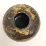 Brown, Cream and Ochre Glazed Round Studio Pottery Budvase