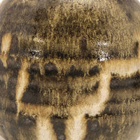 Brown, Cream and Ochre Glazed Round Studio Pottery Budvase