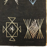 Japanese Book of Semamori Embroideries on Black Fabric with Text