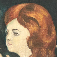 Vintage Oil on Canvas Painting of Girl Praying with Heavenly Light!