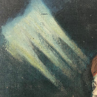 Vintage Oil on Canvas Painting of Girl Praying with Heavenly Light!