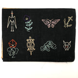 Japanese Book of Semamori Embroideries on Black Fabric with Text