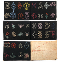 Japanese Book of Semamori Embroideries on Black Fabric with Text