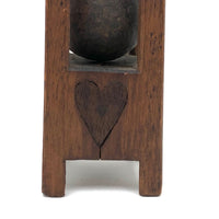 Tall Carved Whimsy with Three Balls in Cages, Inlaid Hearts, and Carved Initials