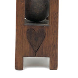 Tall Carved Whimsy with Three Balls in Cages, Inlaid Hearts, and Carved Initials